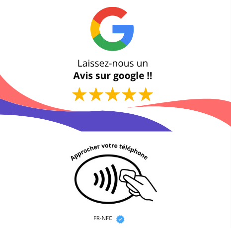 Plaque Avis Google — La plaque qui transforme un client satisfait en avis 5 étoiles. Posée sur le comptoir, un téléphone approché, c'est fait.